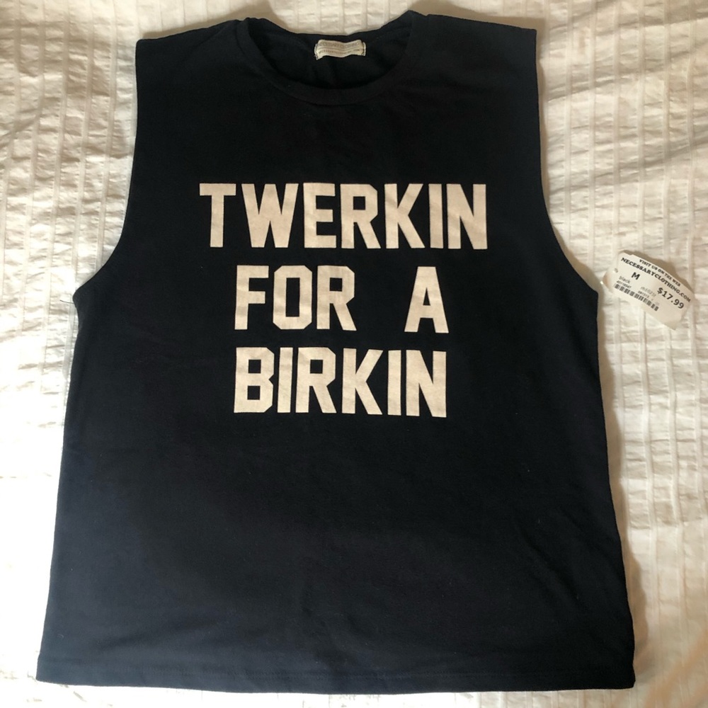 Black Statement Birkin Sleeveless Top Medium